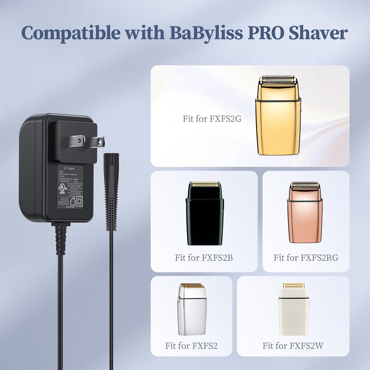 Charger for Babyliss PRO FXFS2 FOILFX02 Shaver AC Adapter Compatible with Babylisspro Barberology Cordless Metal Double Foil Shaver FXFS2 4.5V Power Supply Cord